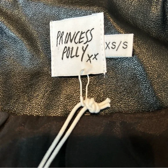 Princess Polly Ellen Faux Leather Fully Lined Black Blazer Sz. XS/S NWT - Picture 14 of 16